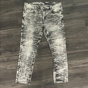 Essentials Men's Textured Black and White Skinny Jeans